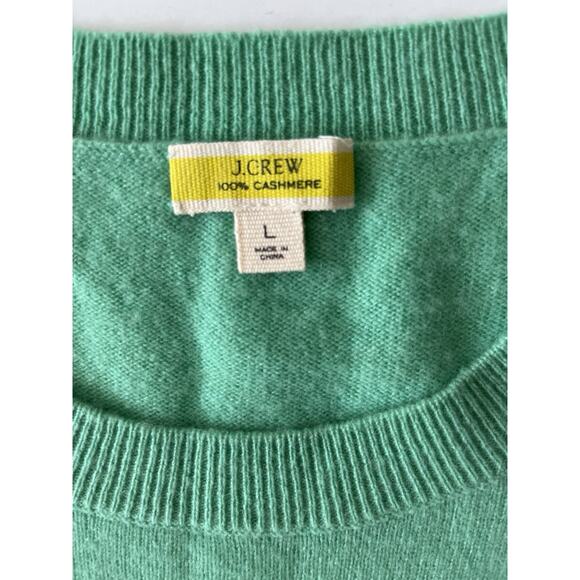 J Crew Cashmere Sweater Pullover Women L Spring Green Crew Neck Slim Fit - Picture 2 of 8